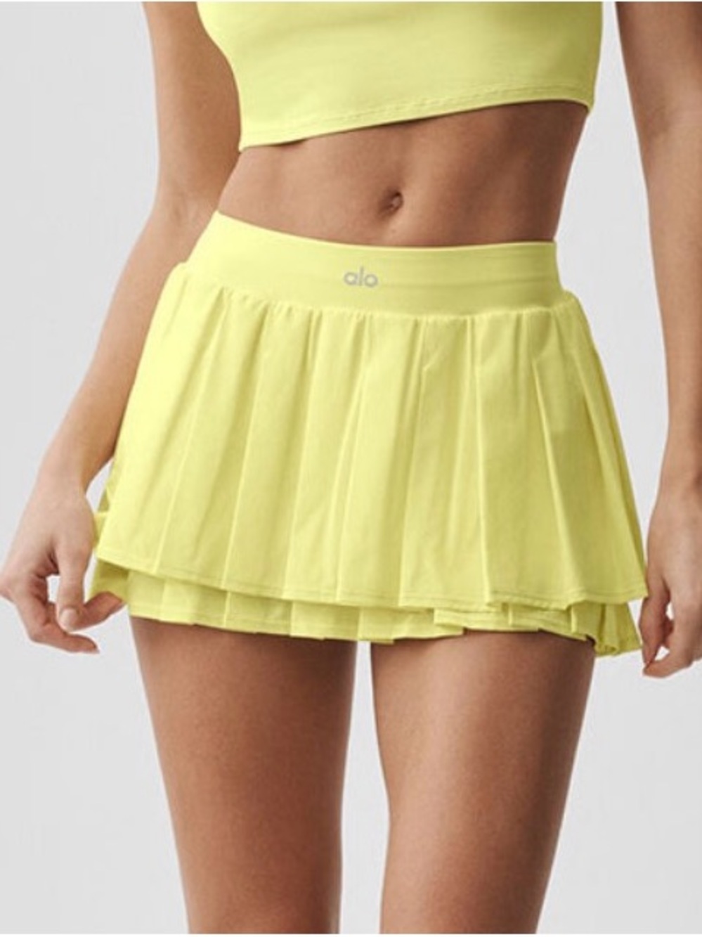 ALO Yoga Double Or Nothing Tennis Skirt, Sunshine Yellow, XS